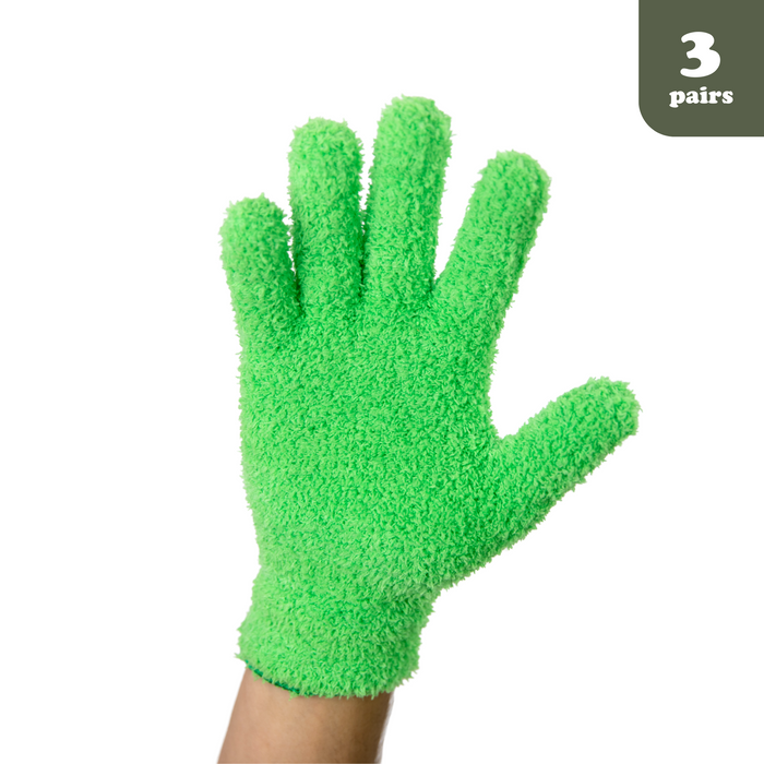 3 paires de gants en microfibre brillant à feuilles 